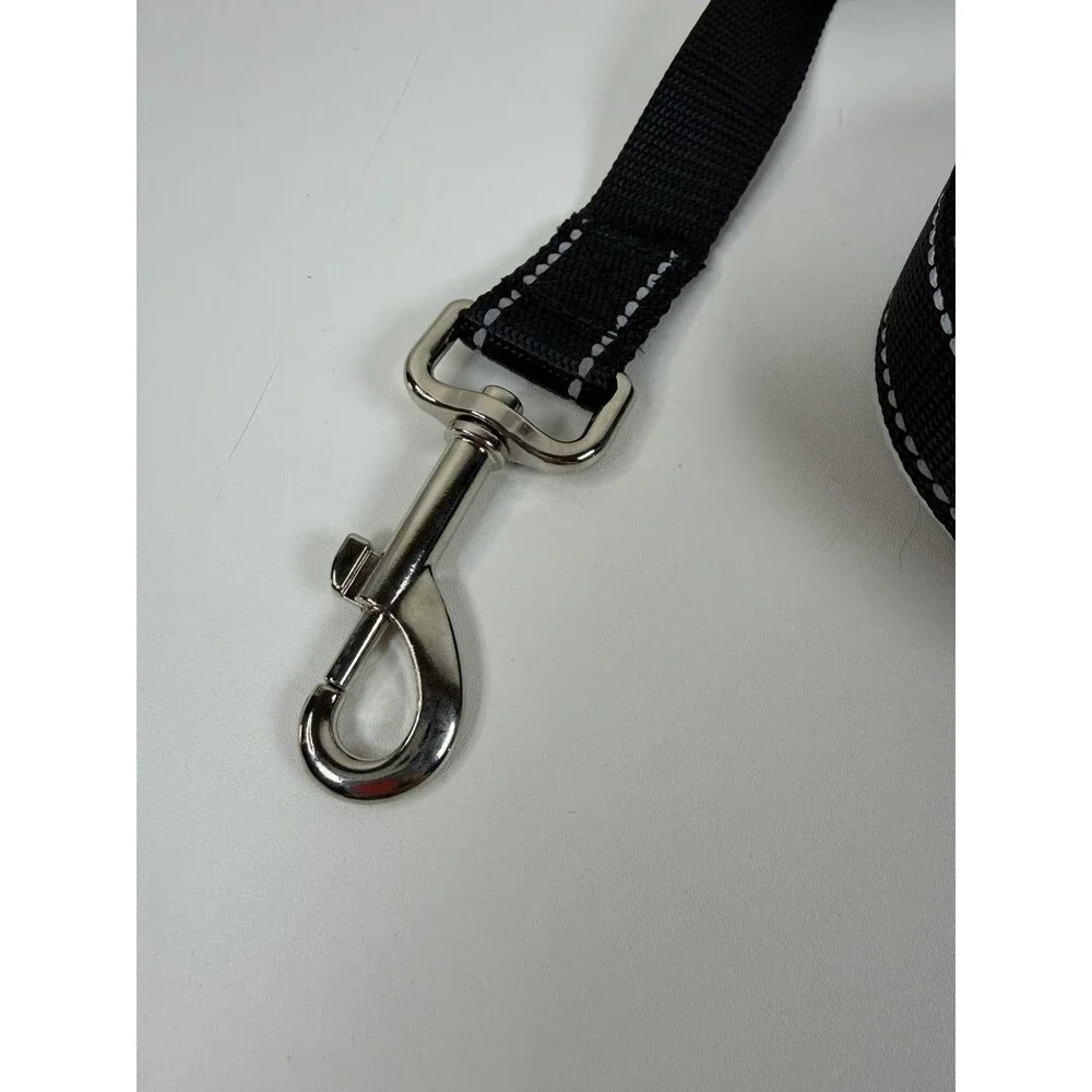 FunTags 6FT Reflective Dog Leash Black Heavy Duty Nylon Lead Padded Handle New